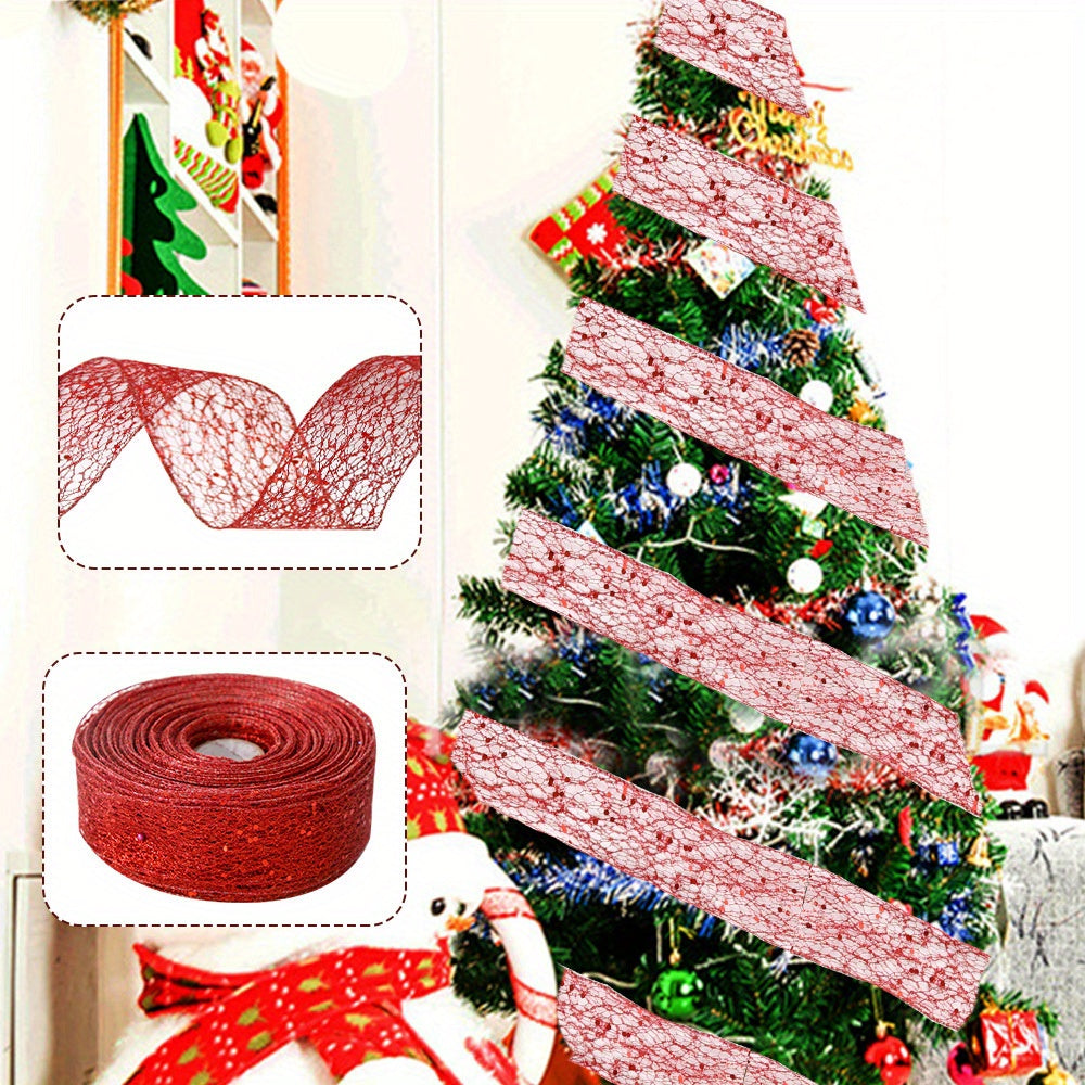 2m Mesh Ribbon Transparent Christmas Ribbon for Gift Wrapping DIY Crafts
