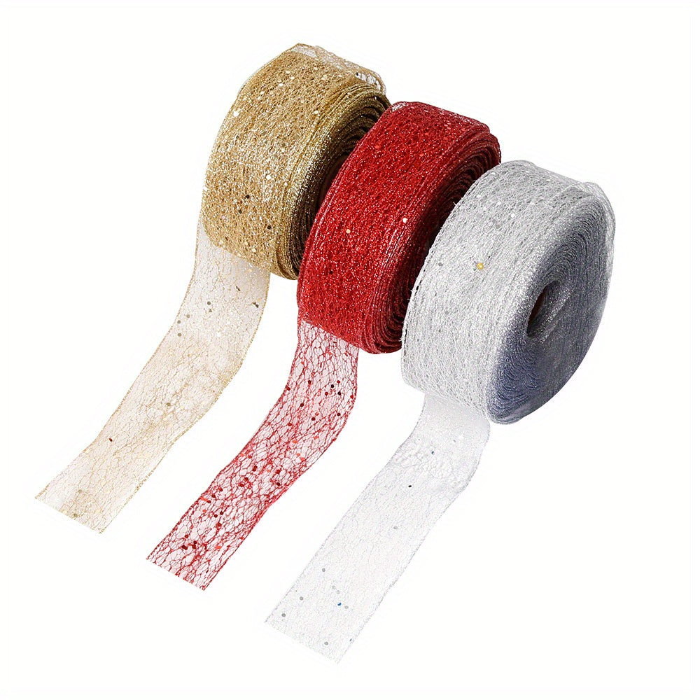 2m Mesh Ribbon Transparent Christmas Ribbon for Gift Wrapping DIY Crafts