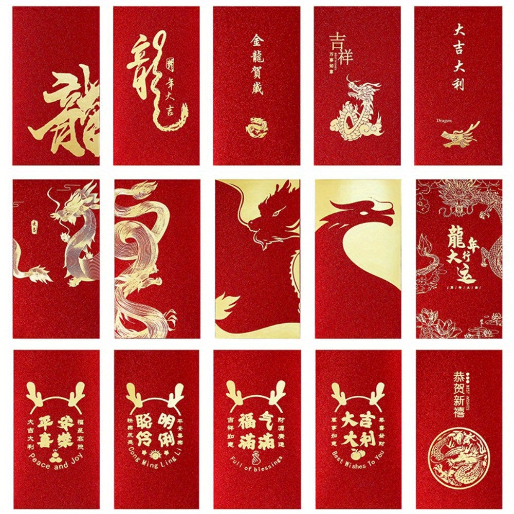 12pcs Chinese Red Envelopes Lucky Money Envelopes Dragon Year