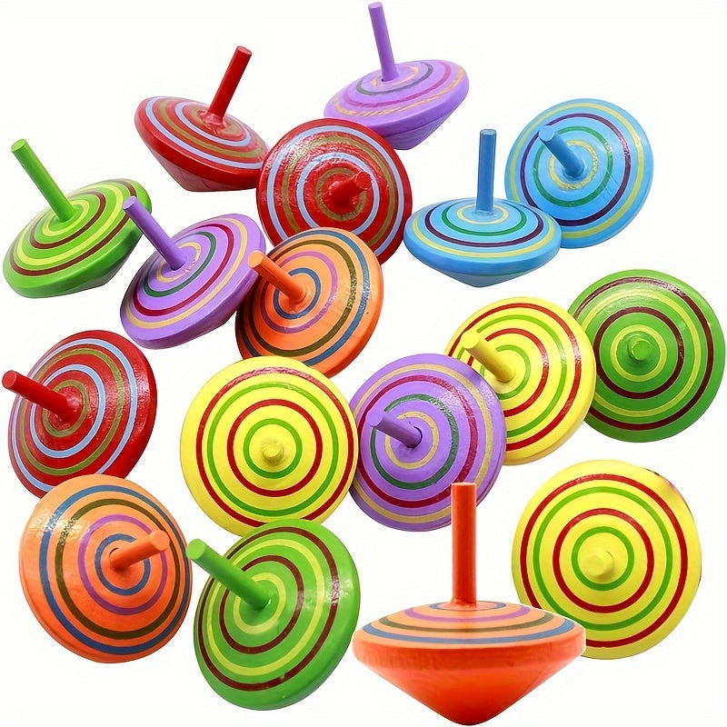 6pcs Colorful Wooden Gyros Safe And Non Toxic Wooden Toys Christmas Gift