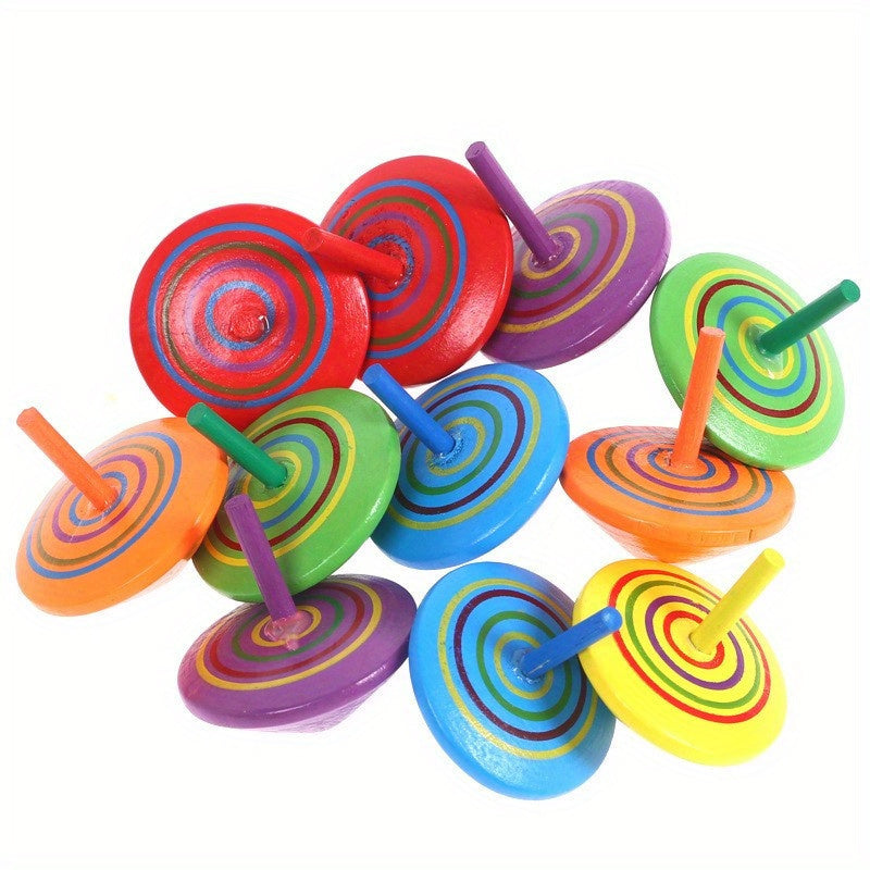 6pcs Colorful Wooden Gyros Safe And Non Toxic Wooden Toys Christmas Gift