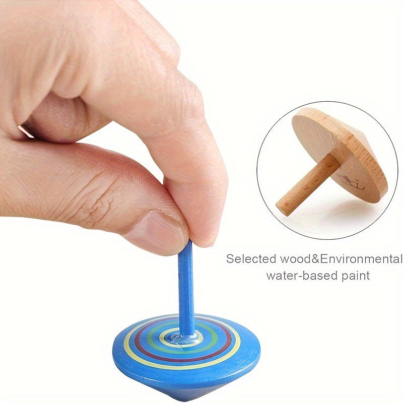 6pcs Colorful Wooden Gyros Safe And Non Toxic Wooden Toys Christmas Gift