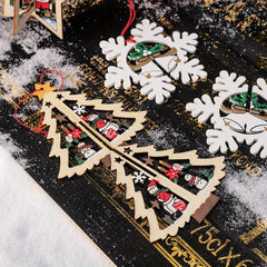8pcs 3D Bell Snowflake Wooden Pendant Christmas Ornaments