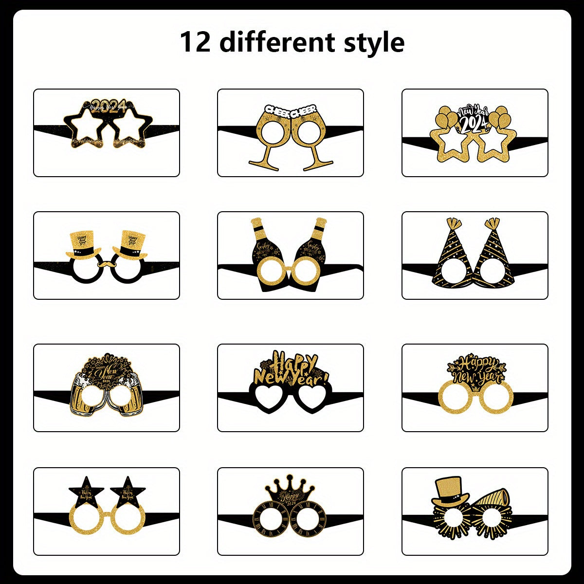 Year 3D Paper Glasses Happy Year Party Decoration Photo Props
