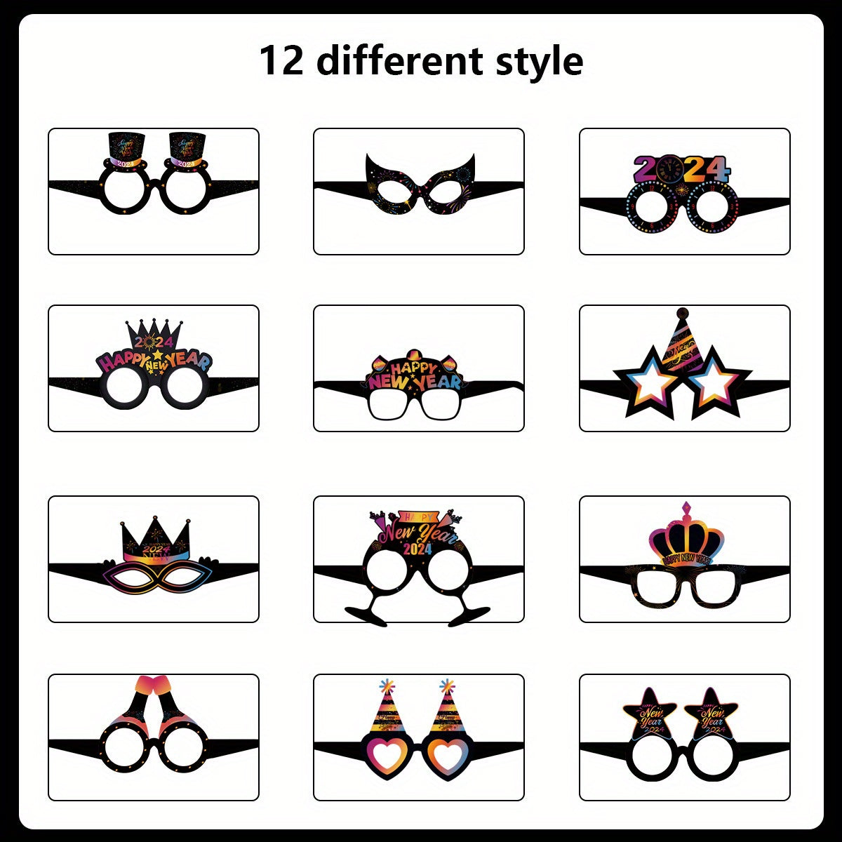 Year 3D Paper Glasses Happy Year Party Decoration Photo Props