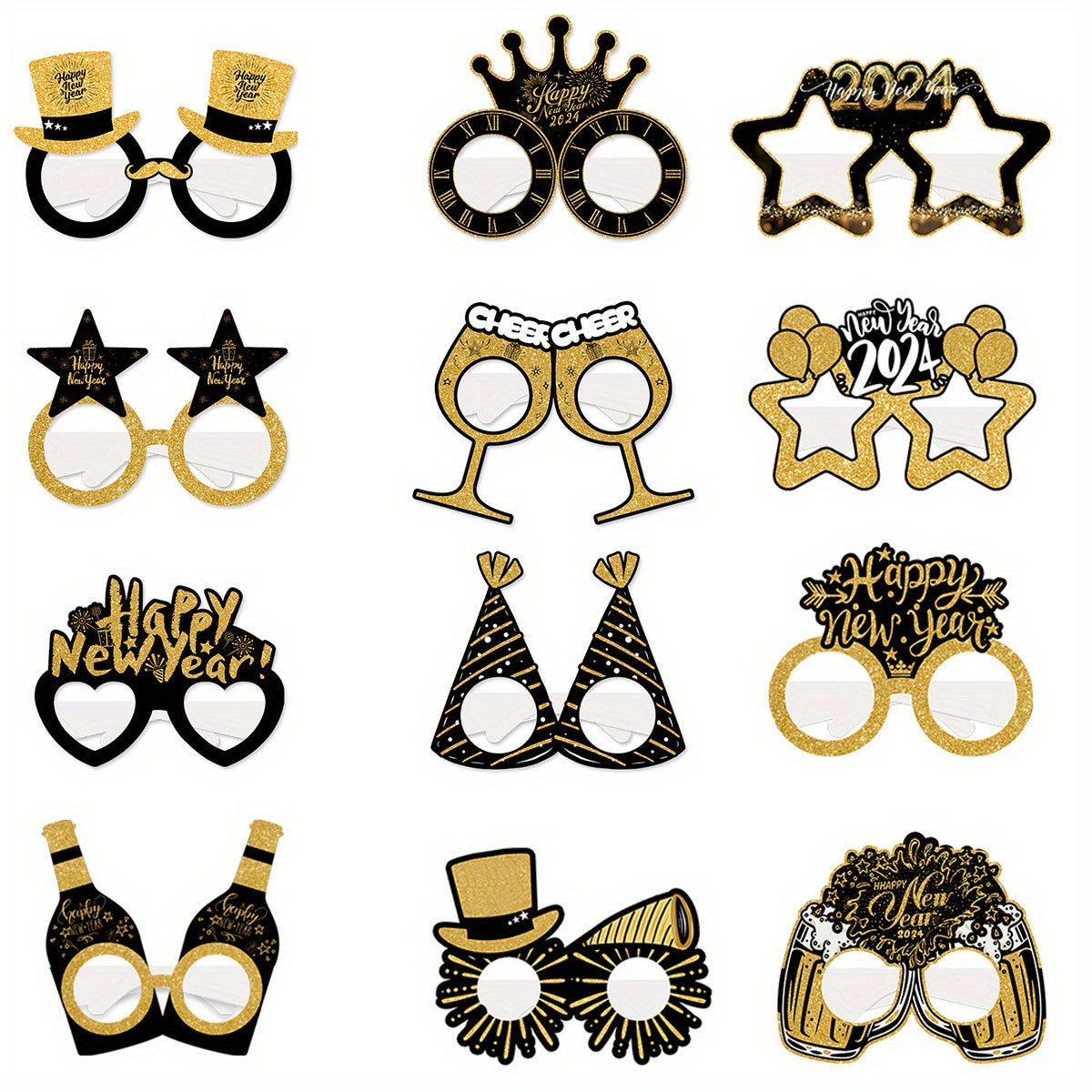 Year 3D Paper Glasses Happy Year Party Decoration Photo Props