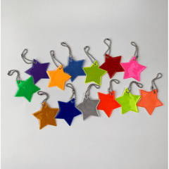 5pcs Reflective Pentagram Keychain Night Safety Ornament For Carabiner Backpack