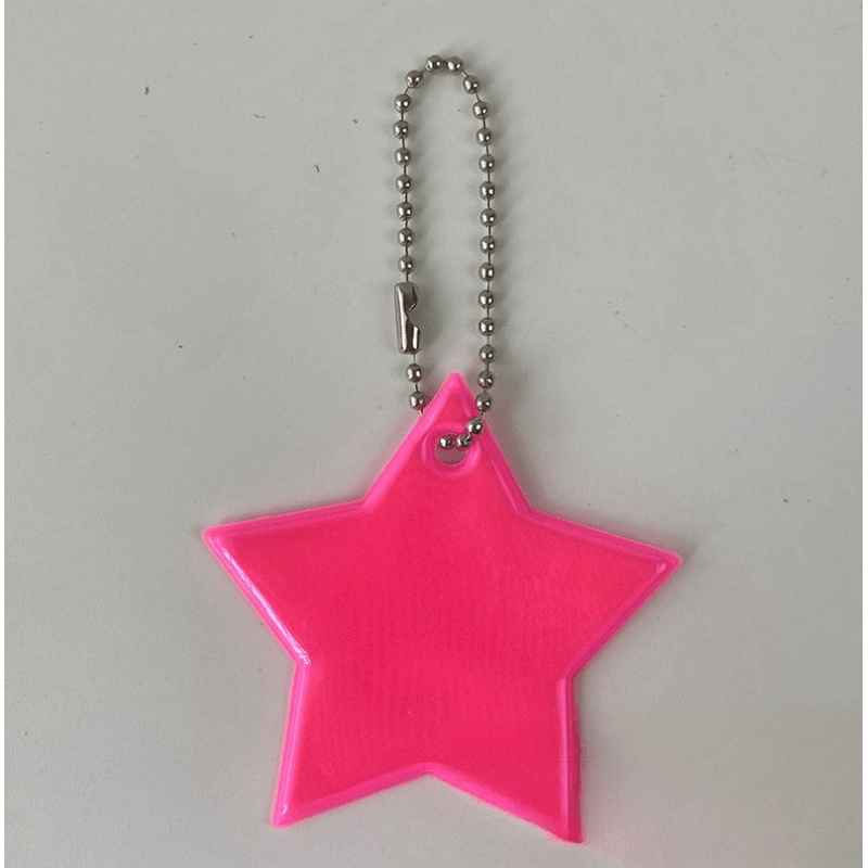 5pcs Reflective Pentagram Keychain Night Safety Ornament For Carabiner Backpack