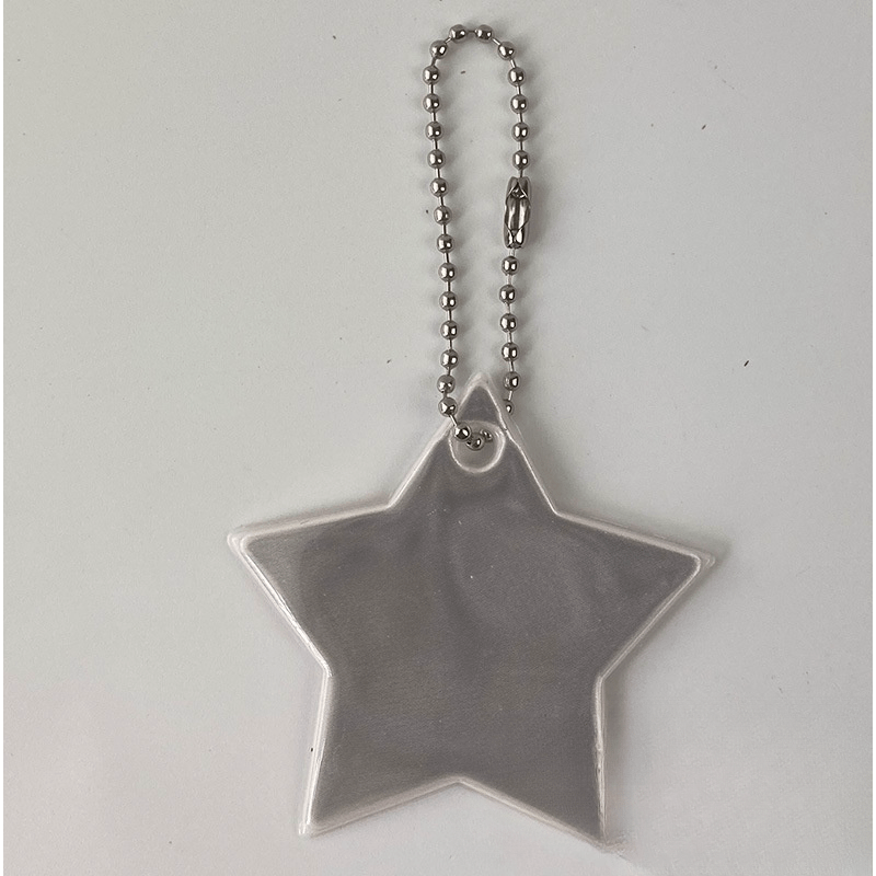 5pcs Reflective Pentagram Keychain Night Safety Ornament For Carabiner Backpack