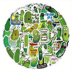 60pcs Cartoon Green Pickle Stickers for Laptops Books Phone Cases Suitcases