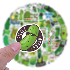 60pcs Cartoon Green Pickle Stickers for Laptops Books Phone Cases Suitcases