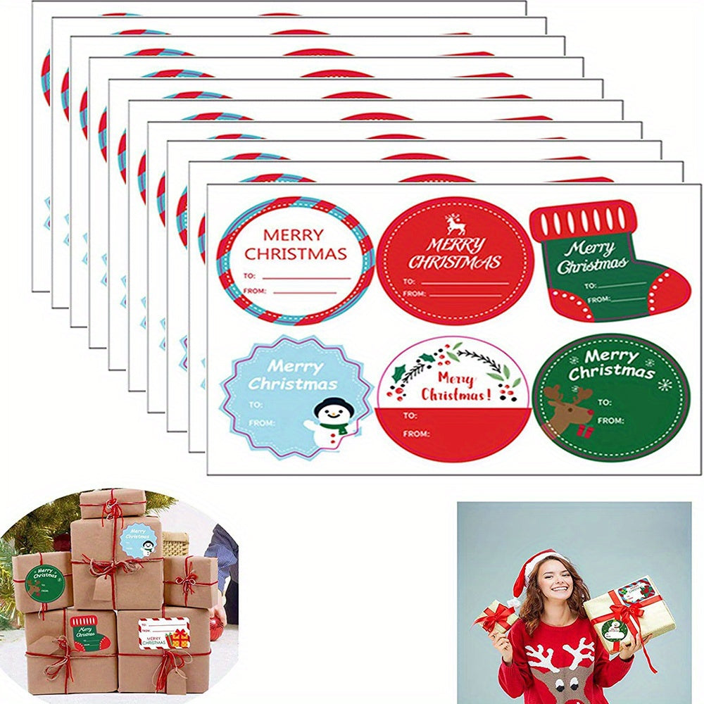 10pcs Christmas Gift Labels Stickers Merry Xmas Packing Supplies