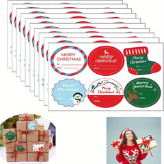 10pcs Christmas Gift Labels Stickers Merry Xmas Packing Supplies