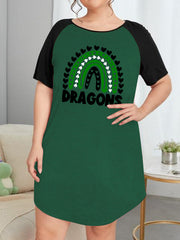  Heart Rainbow & Letter Graphic Short Sleeve Nightdress