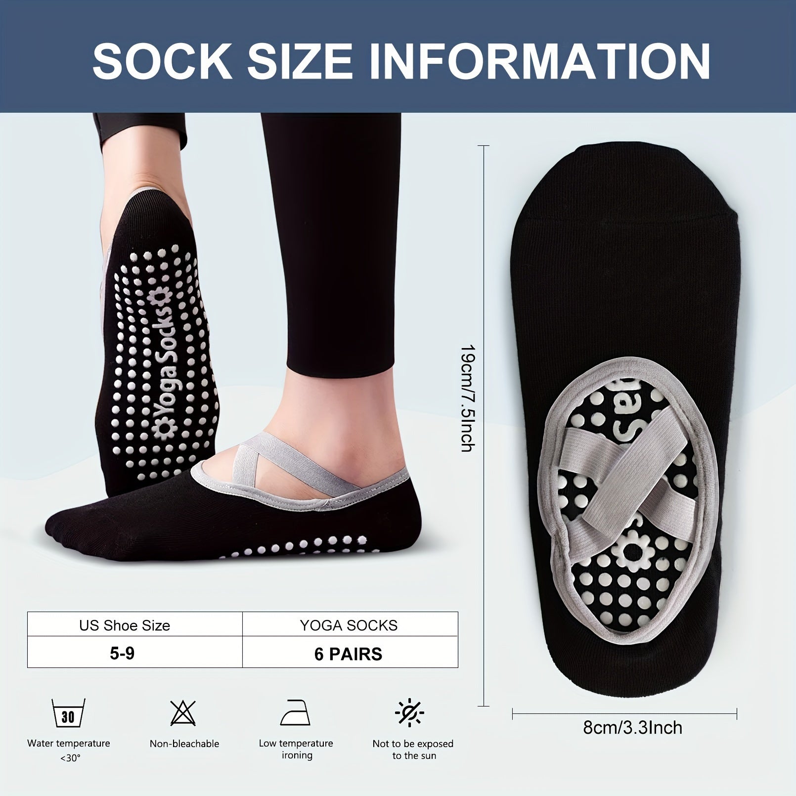 Women's Non Slip Yoga Socks with Cross Strap, Grips for Yoga Ballet Pilates