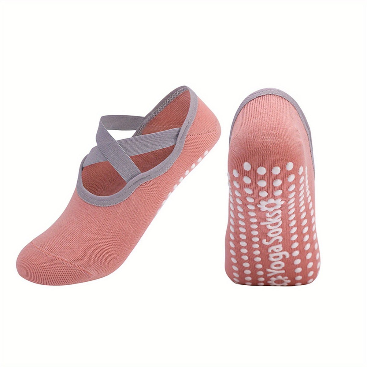 Women's Non Slip Yoga Socks with Cross Strap, Grips for Yoga Ballet Pilates
