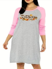  Maple Leaf Print Raglan Sleeve Nightdress