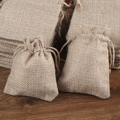 10pcs Drawstring Burlap Bag Jute Gift Bags Wedding Favor Packaging Pouches