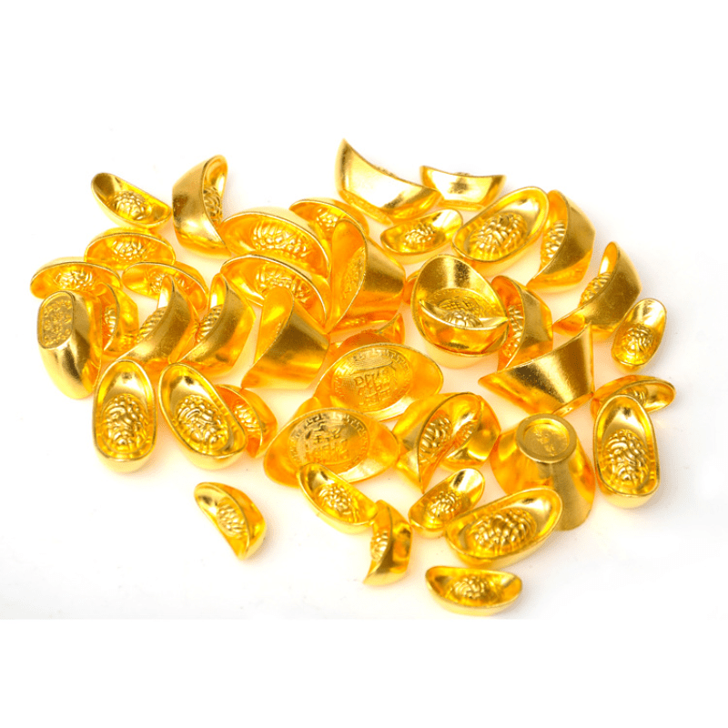 20pcs Small Golden Mini Ingot Ornaments for Luck & Wealth