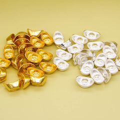 20pcs Small Golden Mini Ingot Ornaments for Luck & Wealth