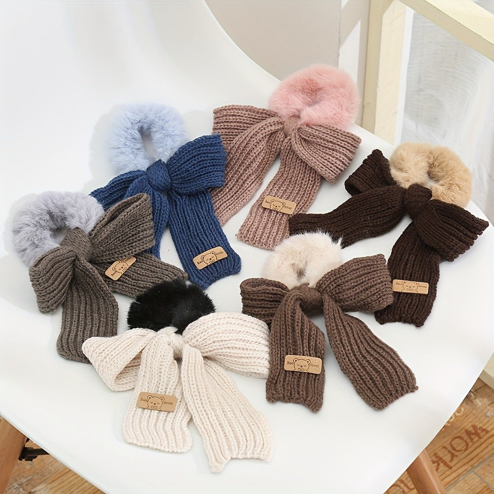 Plush Hair Ties Soft Elastic Hair Rope Knitted Bow Scrunchies