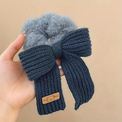 Plush Hair Ties Soft Elastic Hair Rope Knitted Bow Scrunchies