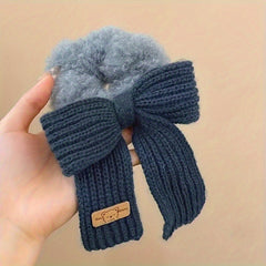 Plush Hair Ties Soft Elastic Hair Rope Knitted Bow Scrunchies