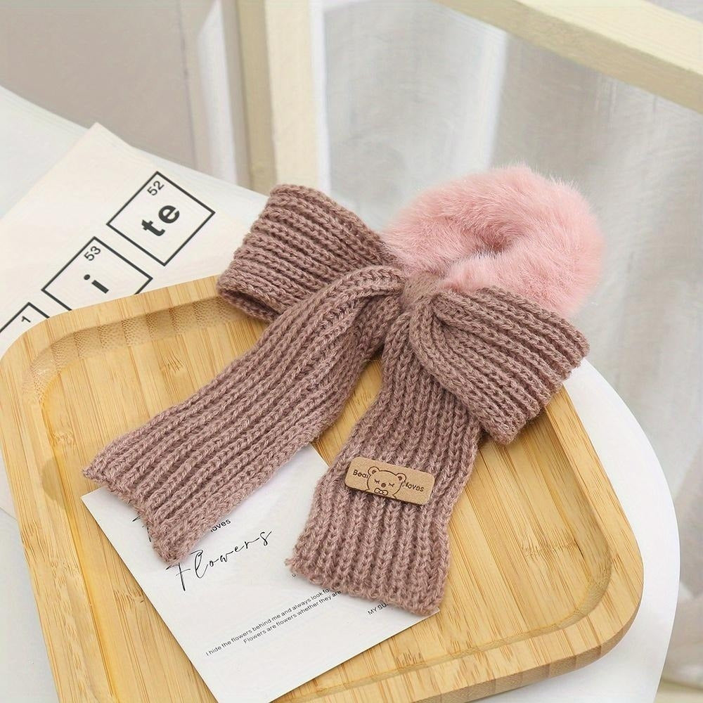 Plush Hair Ties Soft Elastic Hair Rope Knitted Bow Scrunchies