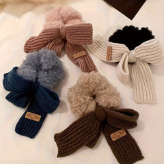 Plush Hair Ties Soft Elastic Hair Rope Knitted Bow Scrunchies