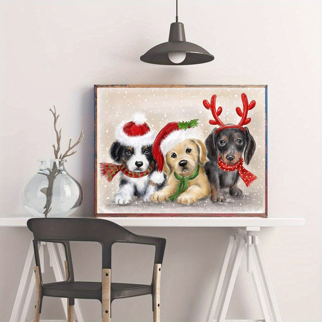 Christmas Dogs Diamond Painting Kit 5D DIY Mosaic Rhinestone Art Set