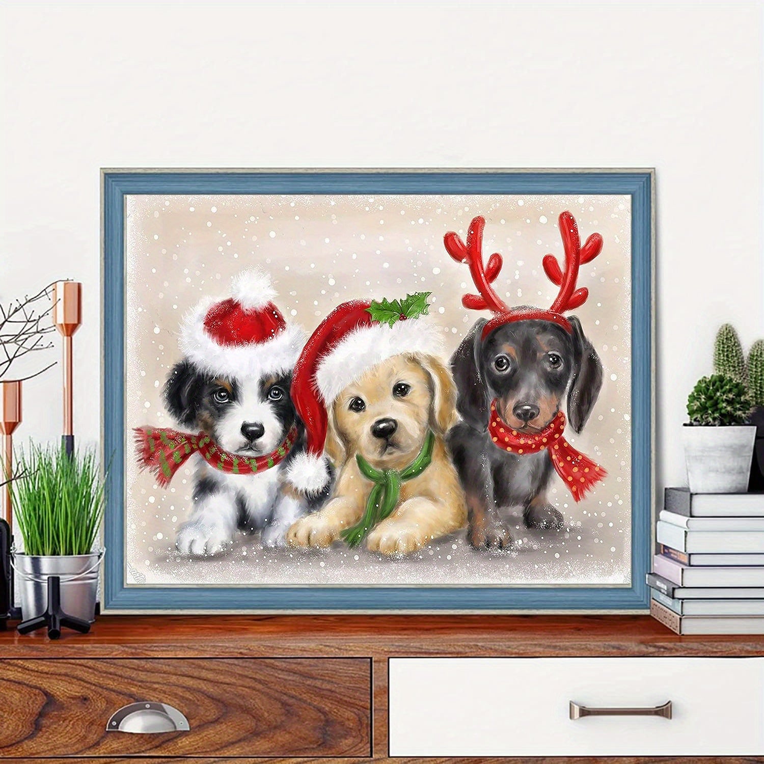 Christmas Dogs Diamond Painting Kit 5D DIY Mosaic Rhinestone Art Set