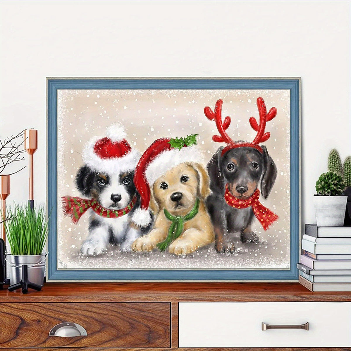Christmas Dogs Diamond Painting Kit 5D DIY Mosaic Rhinestone Art Set