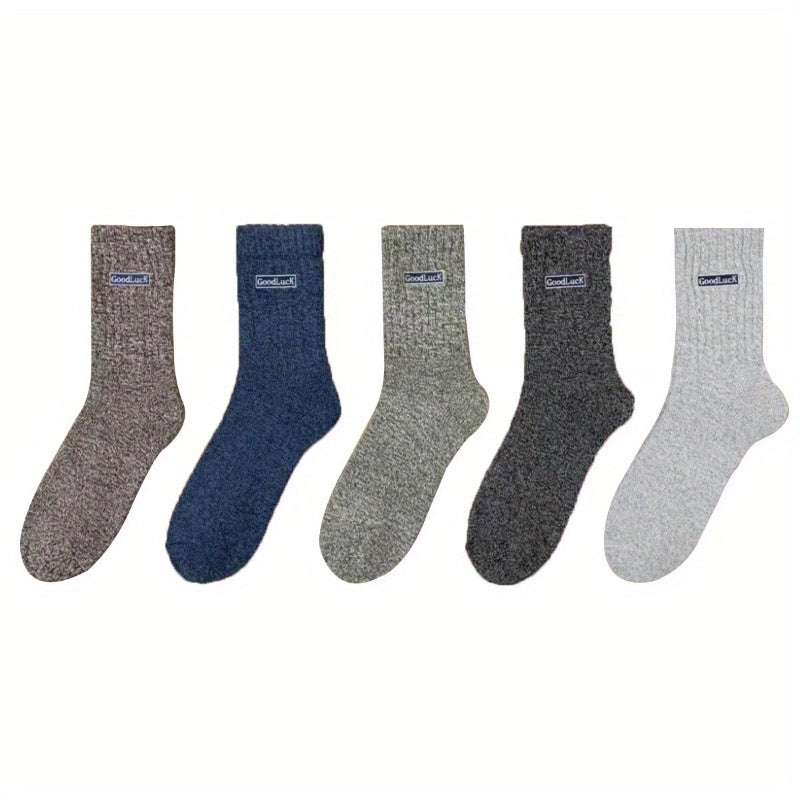 5 Pairs Men's Warm Wool Socks Thermal Cold Proof Crew Socks