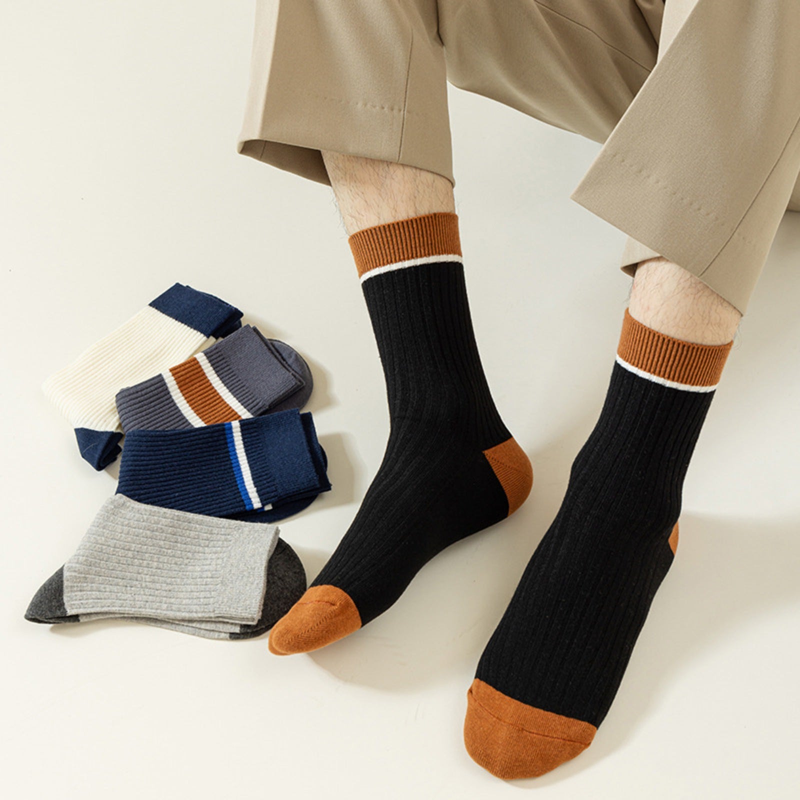 Men's Crew Socks 6 Pairs Winter Sport Sweat Absorption Anti Odor