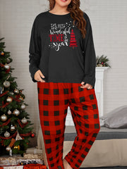  Christmas Lounge Set Women's Xmas Tee & Plaid Pants Pajamas