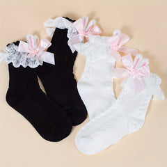 Lace Stitching Bow Socks Bunny Ear Decor Women's Stockings