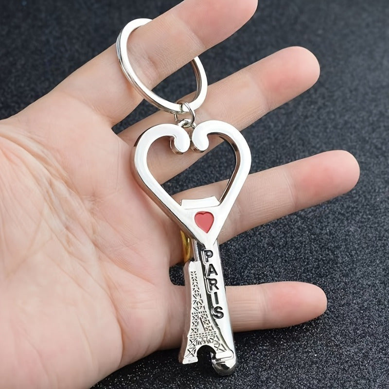 Love Bottle Opener Keychain Metal Tower Key Ring