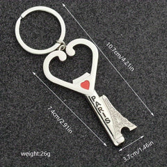 Love Bottle Opener Keychain Metal Tower Key Ring