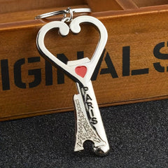 Love Bottle Opener Keychain Metal Tower Key Ring