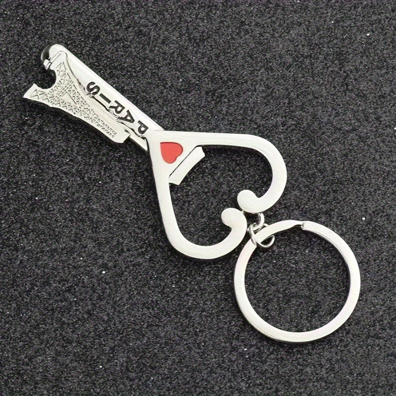 Love Bottle Opener Keychain Metal Tower Key Ring