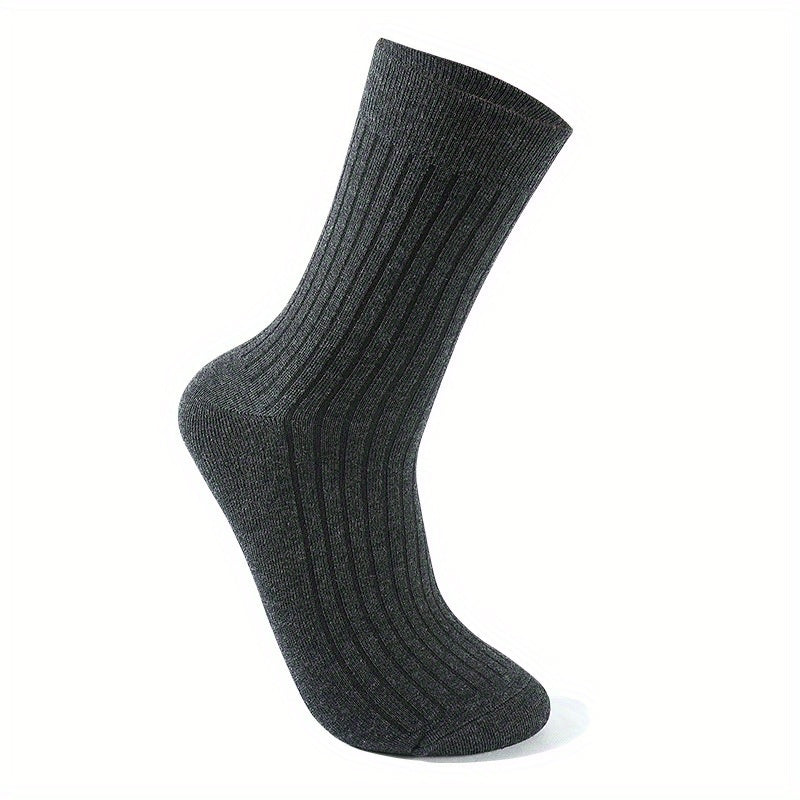 6 Pairs Men's Solid Crew Socks Breathable Comfy Casual Unisex Outdoor
