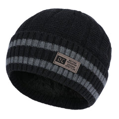 Men's Knitted Velvet Beanie Hat with Ear Protection