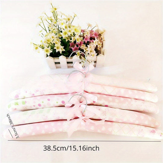 5pcs Sponge Cloth Hanger Flower Bag Anti Slip Solid Wood Hanging Bow