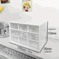 9 Grids Storage Boxes Organizer Transparent Small Drawer Partitioned Desk