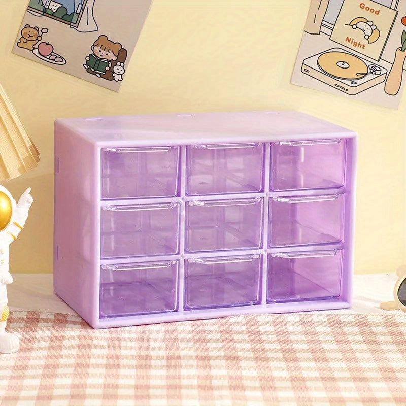 9 Grids Storage Boxes Organizer Transparent Small Drawer Partitioned Desk