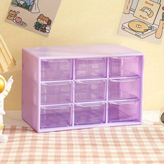 9 Grids Storage Boxes Organizer Transparent Small Drawer Partitioned Desk