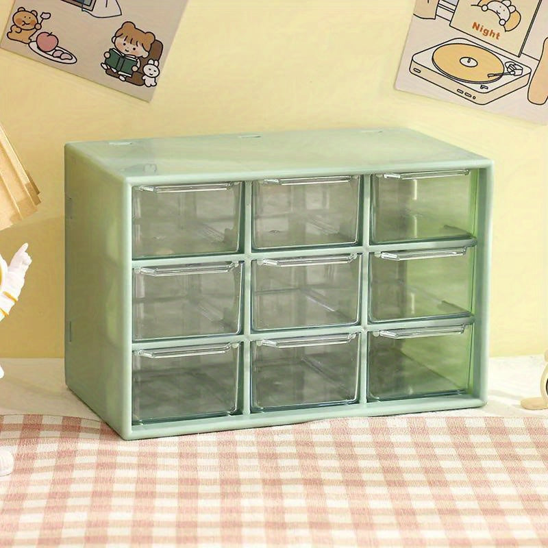 9 Grids Storage Boxes Organizer Transparent Small Drawer Partitioned Desk