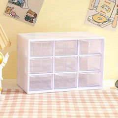 9 Grids Storage Boxes Organizer Transparent Small Drawer Partitioned Desk