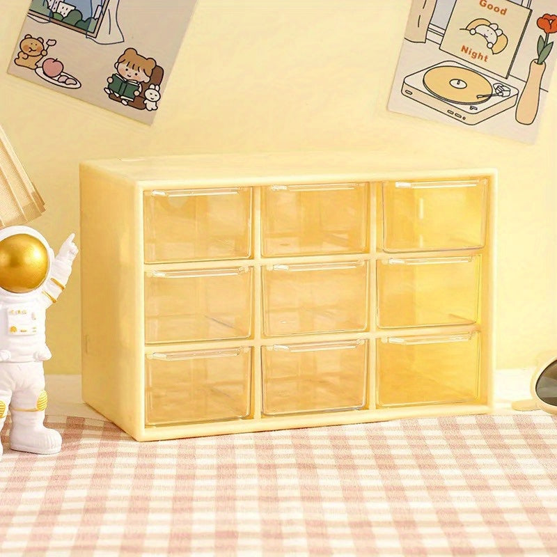 9 Grids Storage Boxes Organizer Transparent Small Drawer Partitioned Desk