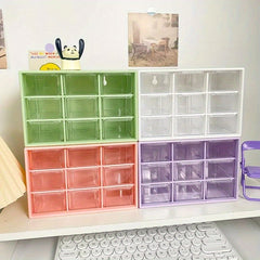 9 Grids Storage Boxes Organizer Transparent Small Drawer Partitioned Desk
